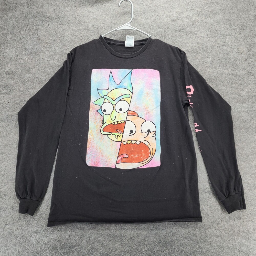 Rick and Morty Shirt Mens Medium Long Sleeve Black